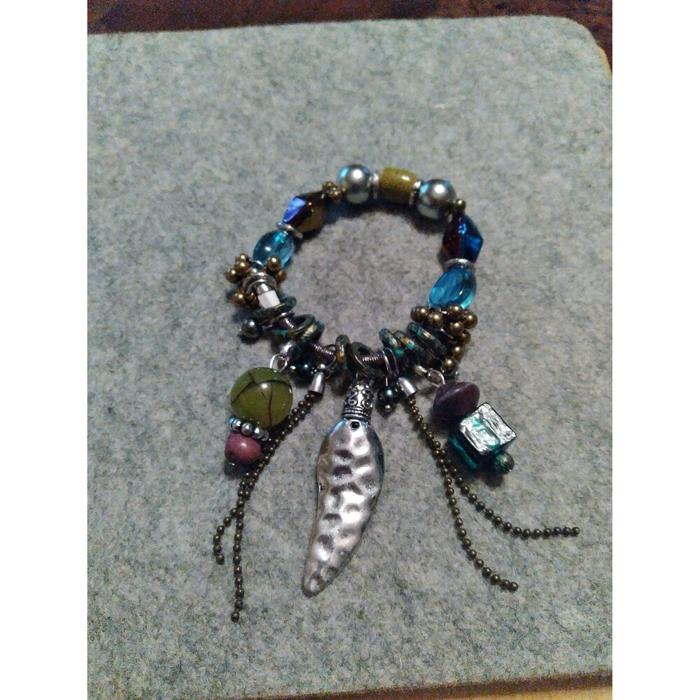 Beaded Charm Bracelet Boho‎ Style Silver Tone Dangle Bracelet Fashion Jewelry